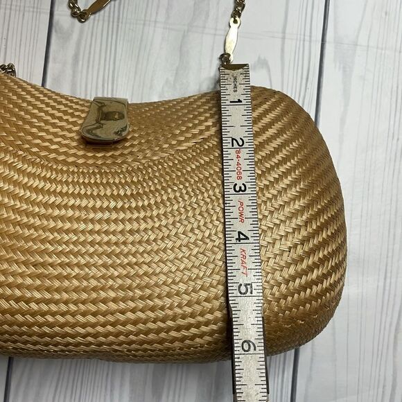 Vintage MCM Woven Hardbody purse with Gold Tone chain cross body or shoulder - Picture 3 of 9